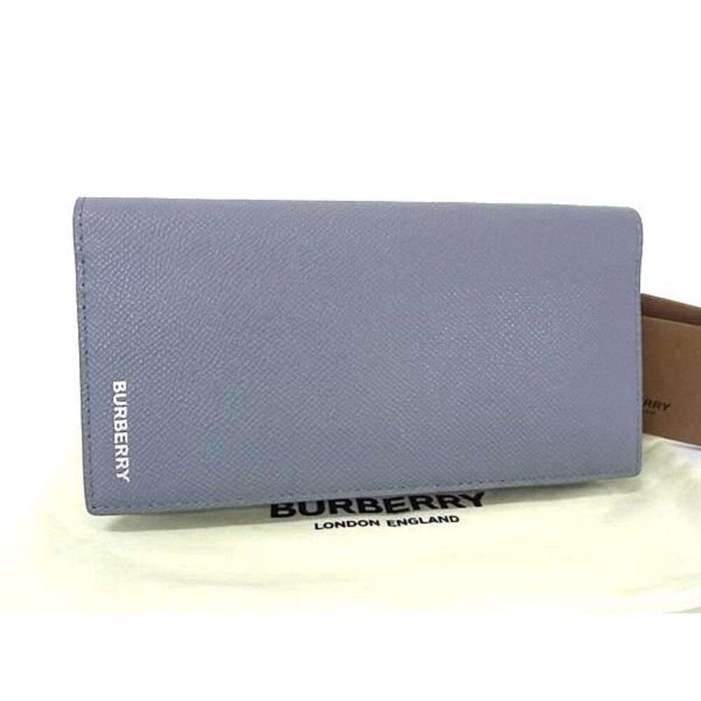 BURBERRY Leather Long Wallet Billfold Wallet Card Slots Gray